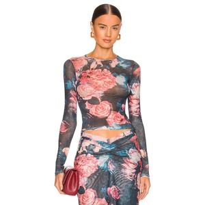 Miaou Power Mesh Long Sleeve Tee Decades Rose